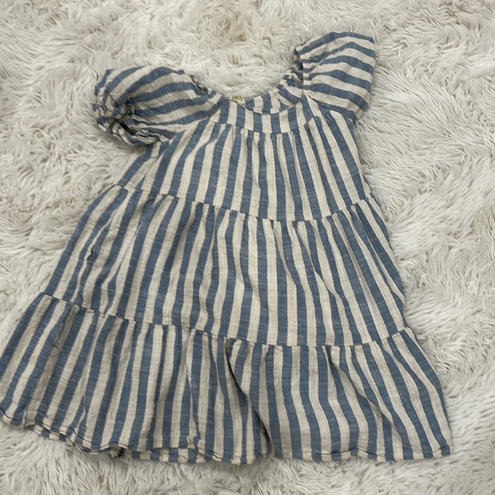 Blue and white babydoll dress for girls 10 and under